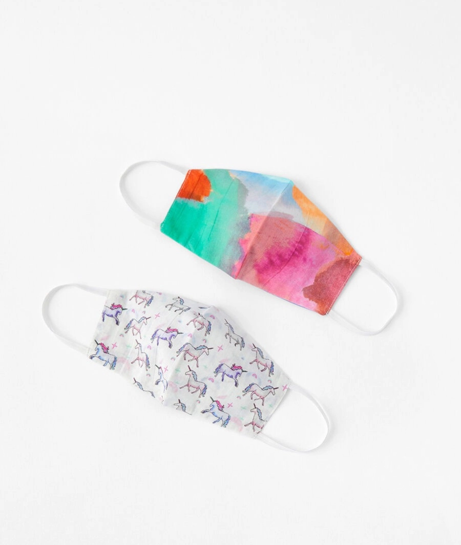 Kids Unicorn Face Covering Set in Pure Cotton